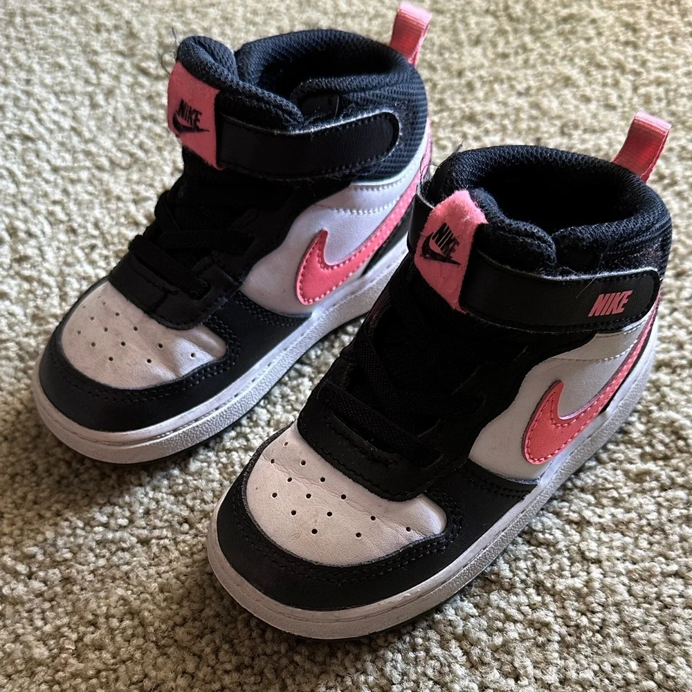Nike Kids Black and Pink High-Top Sneakers - Picture 1 of 3